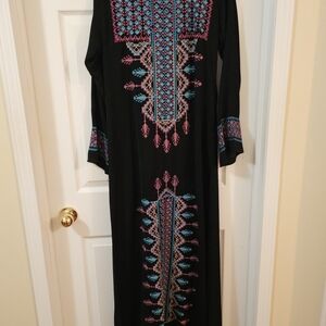 Embroidered Black Maxi Dress